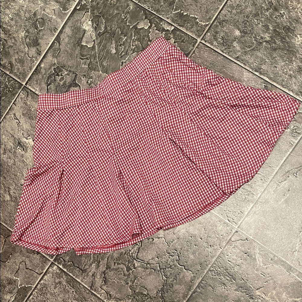 URBAN ROMANTICS Gingham Pattern Pleated Red White Y2K Country Cottage Mini Skirt